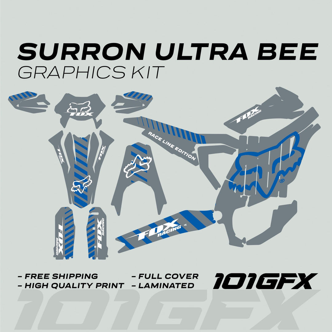 Surron Ultra Bee Graphics Kit FOX RACE LINE Grey Blue