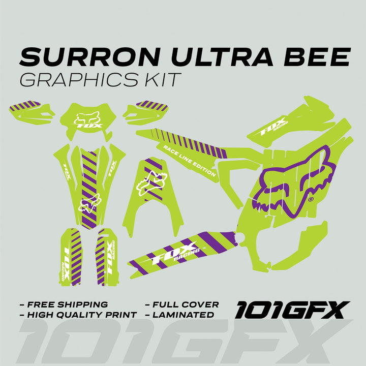 Surron Ultra Bee Graphics Kit FOX RACE LINE Green Purple