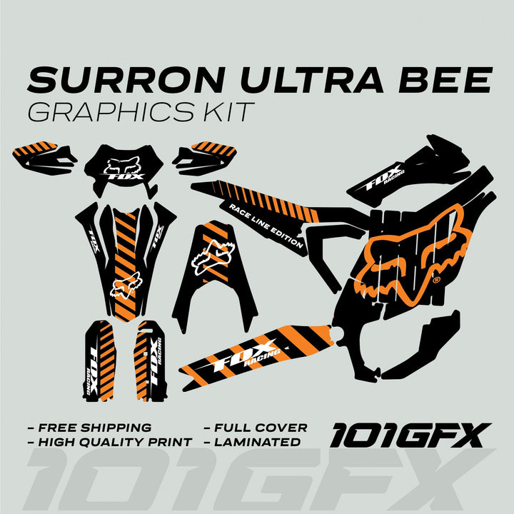 Surron Ultra Bee Graphics Kit FOX RACE LINE Black Orange
