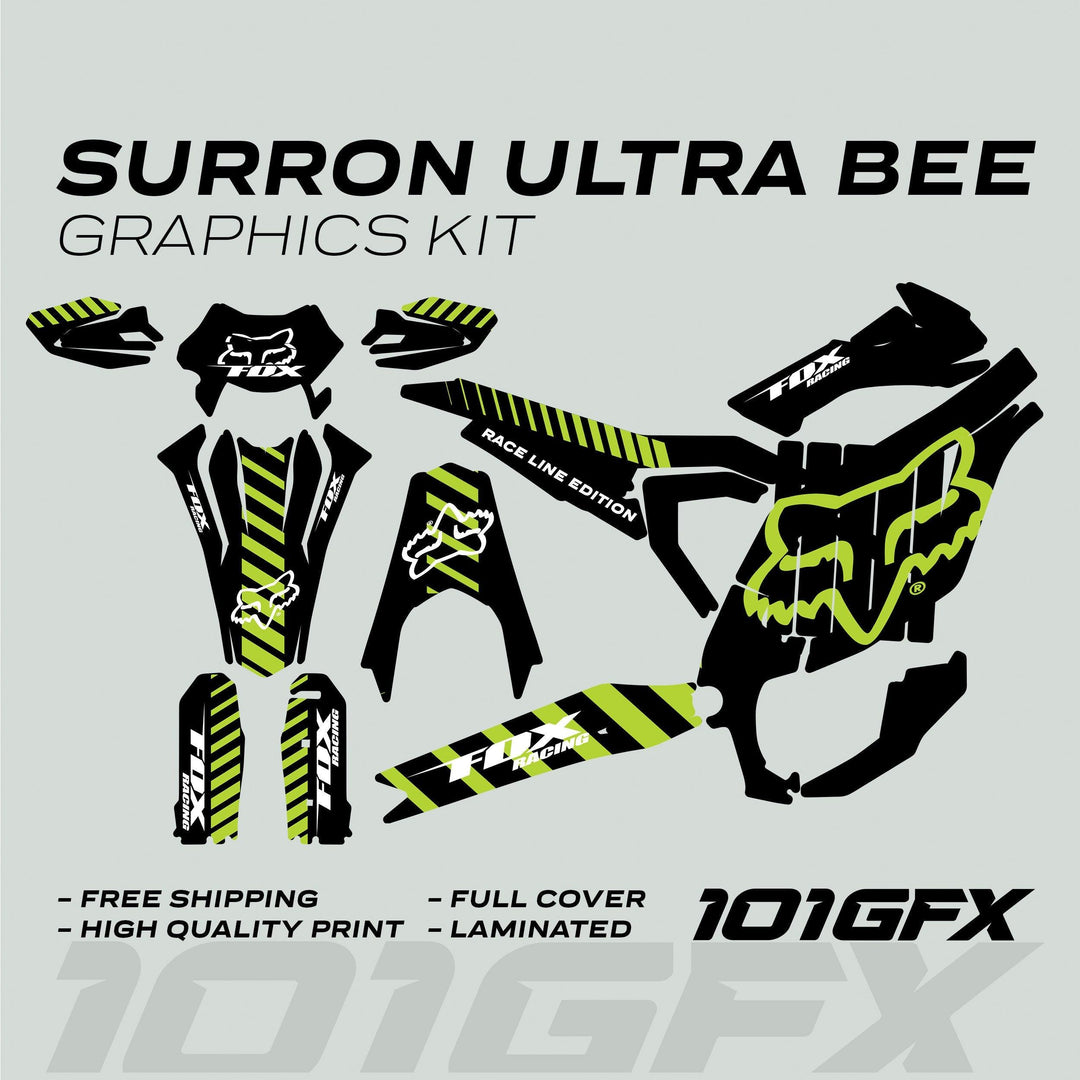 Surron Ultra Bee Graphics Kit FOX RACE LINE Black Green