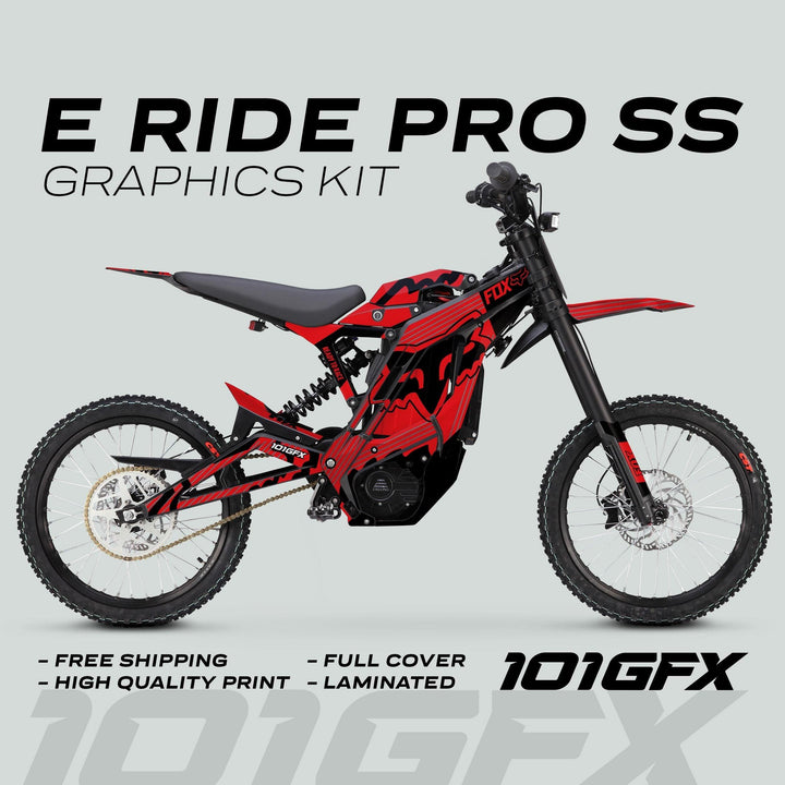 E Ride Pro SS Graphics Kit FOX R Stripes Red Black