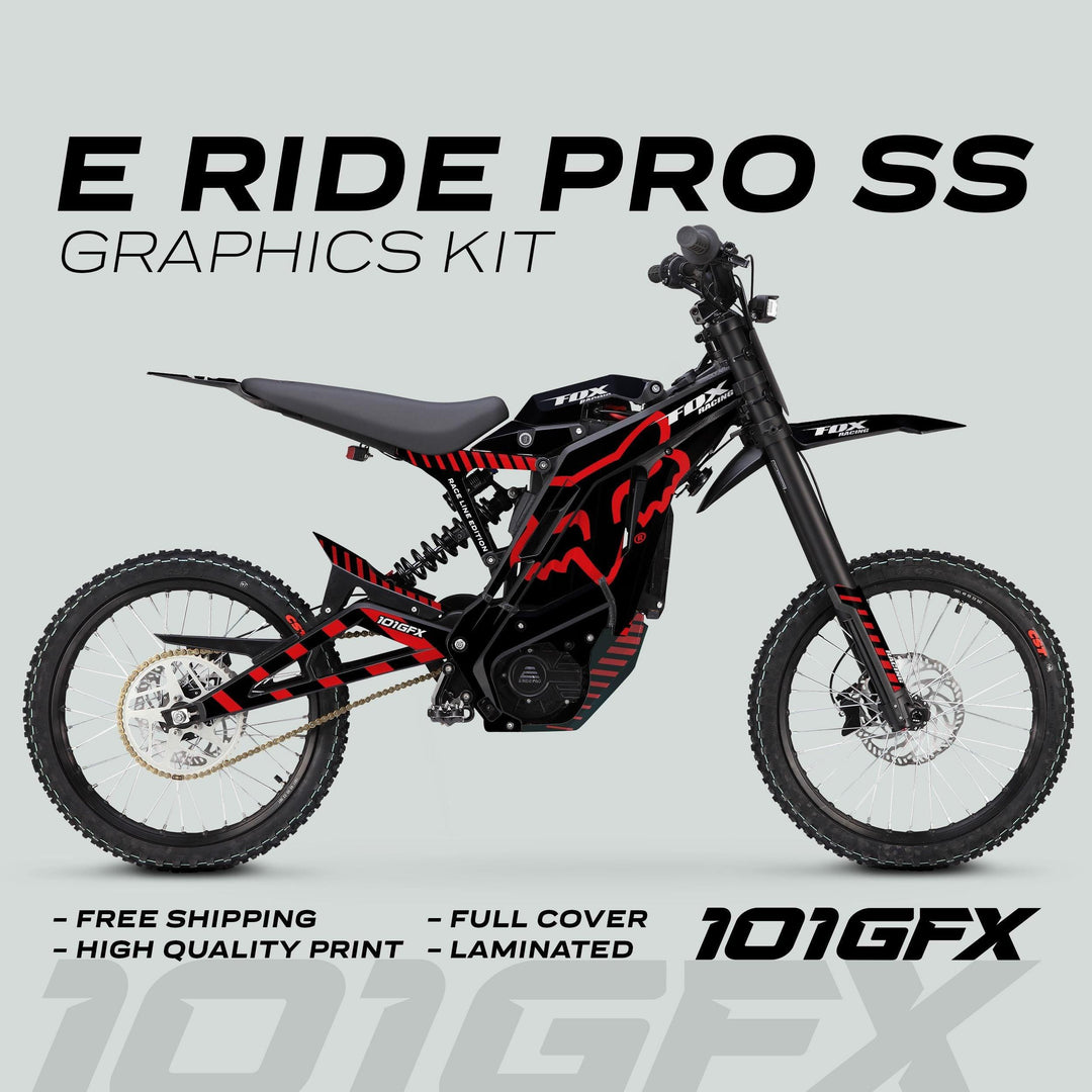 E Ride Pro SS Graphics Kit FOX Race Line Black Red