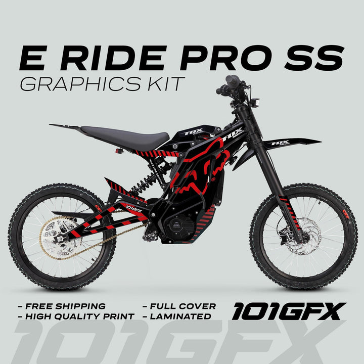 E Ride Pro SS Graphics Kit FOX Race Line Black Red