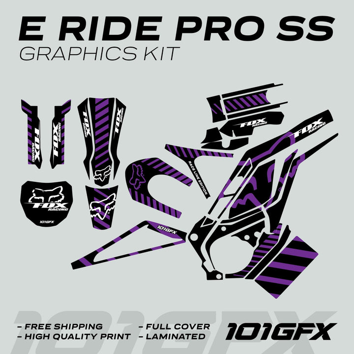E Ride Pro SS Graphics Kit FOX Race Line Black Purple