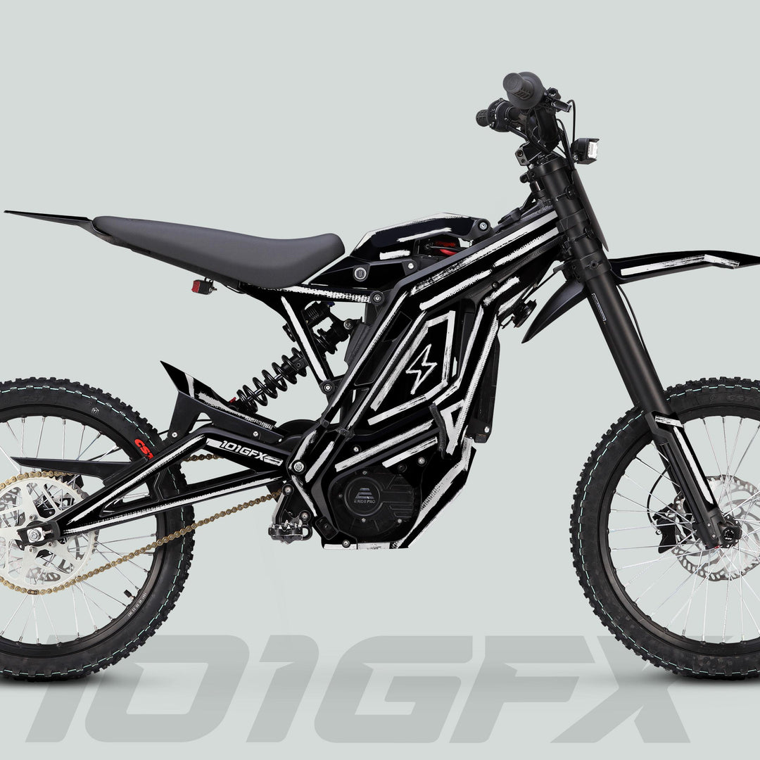 E Ride Pro SS Graphics Kit BRUSH Black White Decals Stickers Laminated ERide Pro S SS eBike Emoto