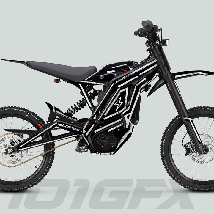 E Ride Pro SS Graphics Kit BRUSH Black White Decals Stickers Laminated ERide Pro S SS eBike Emoto