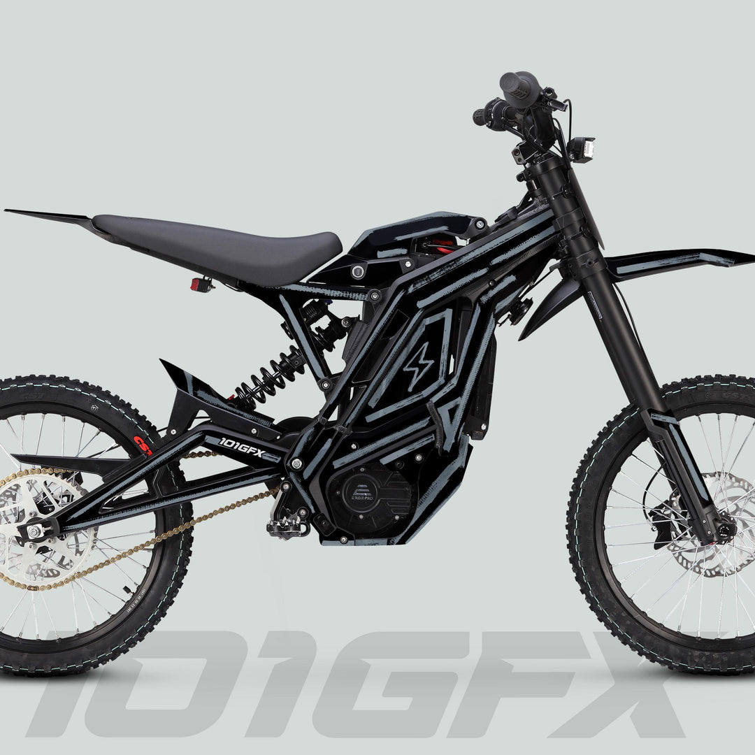 E Ride Pro SS Graphics Kit BRUSH Black Grey Decals Stickers Laminated ERide Pro S SS eBike Emoto