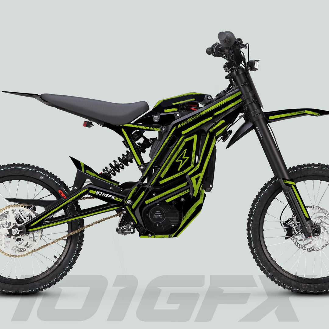 E Ride Pro SS Graphics Kit BRUSH Black Green Decals Stickers Laminated ERide Pro S SS eBike Emoto