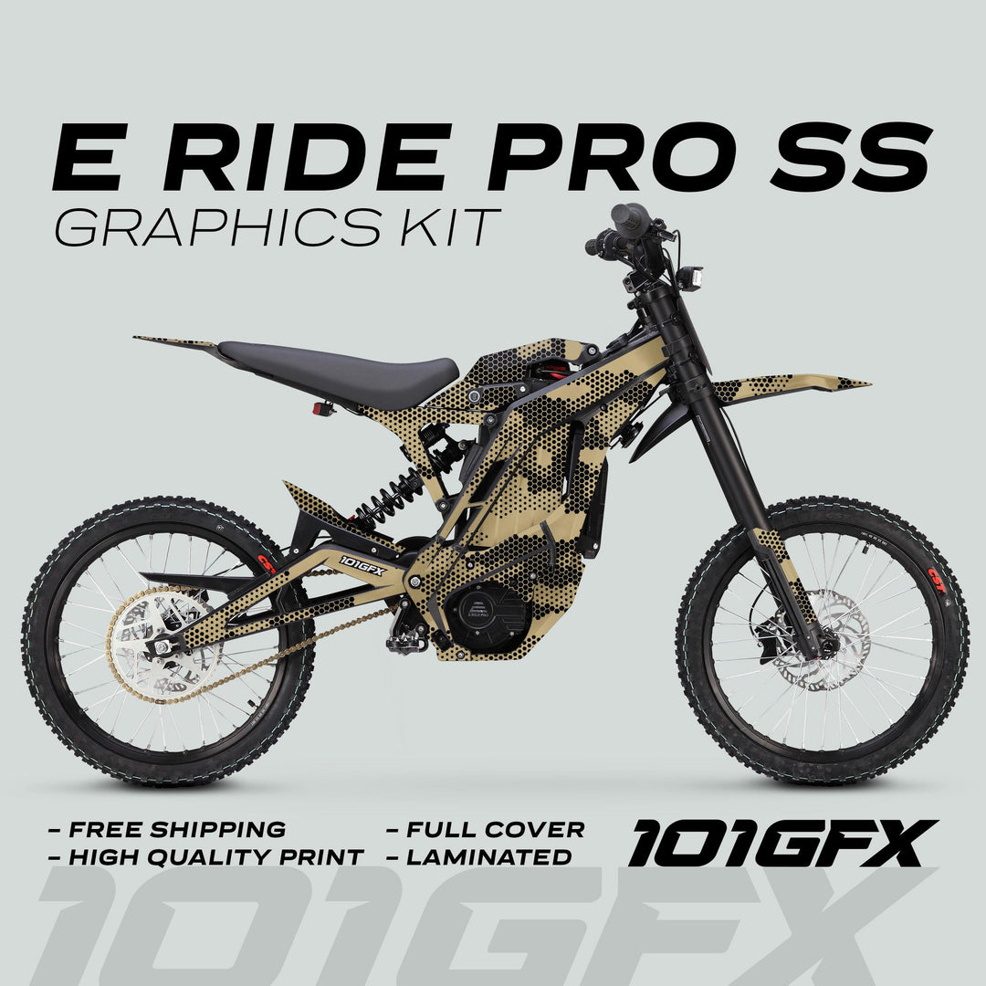 E Ride Pro SS Graphics Kit HEXOCAM SAND Decals Stickers Laminated ERide Pro S ss eBike Emoto e-ride Camouflage