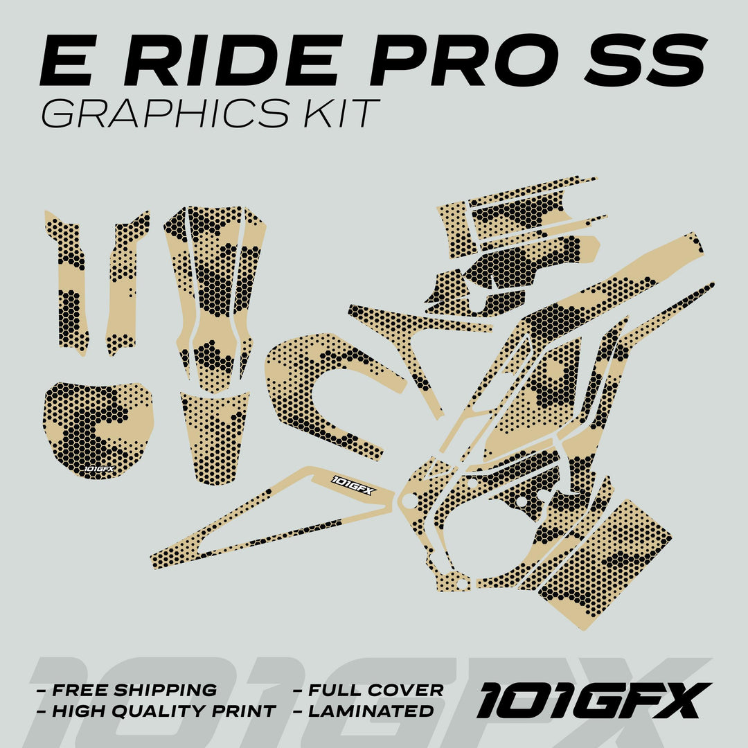 E Ride Pro SS Graphics Kit HEXOCAM SAND Decals Stickers Laminated ERide Pro S ss eBike Emoto e-ride Camouflage