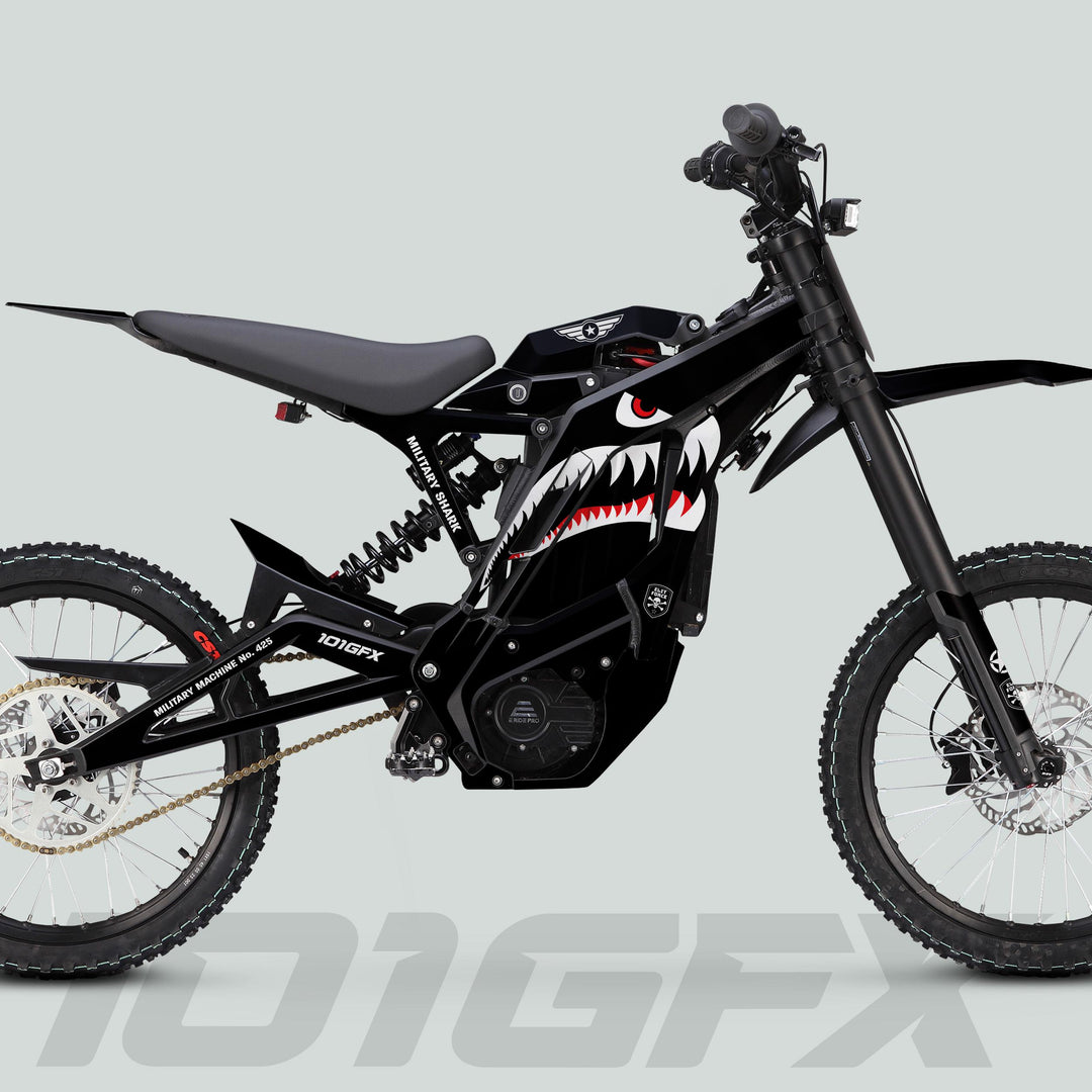 E Ride Pro SS Graphics Kit MILITARY SHARK Black Decals Stickers Laminated ERide Pro S ss eBike Emoto e-ride Camouflage