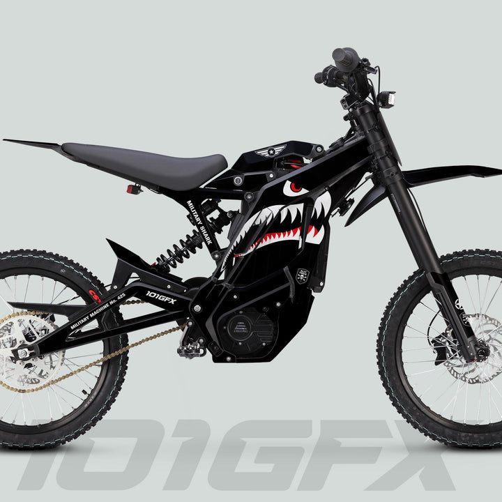 E Ride Pro SS Graphics Kit MILITARY SHARK Black Decals Stickers Laminated ERide Pro S ss eBike Emoto e-ride Camouflage