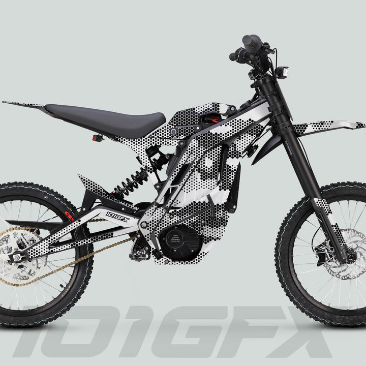 E Ride Pro SS Graphics Kit HEXOCAM WHITE Decals Stickers Laminated ERide Pro S ss eBike Emoto e-ride Camouflage