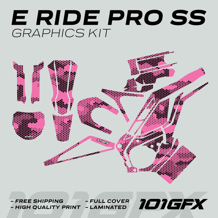 E Ride Pro SS Graphics Kit HEXOCAM PINK Decals Stickers Laminated ERide Pro S ss eBike Emoto e-ride Camouflage