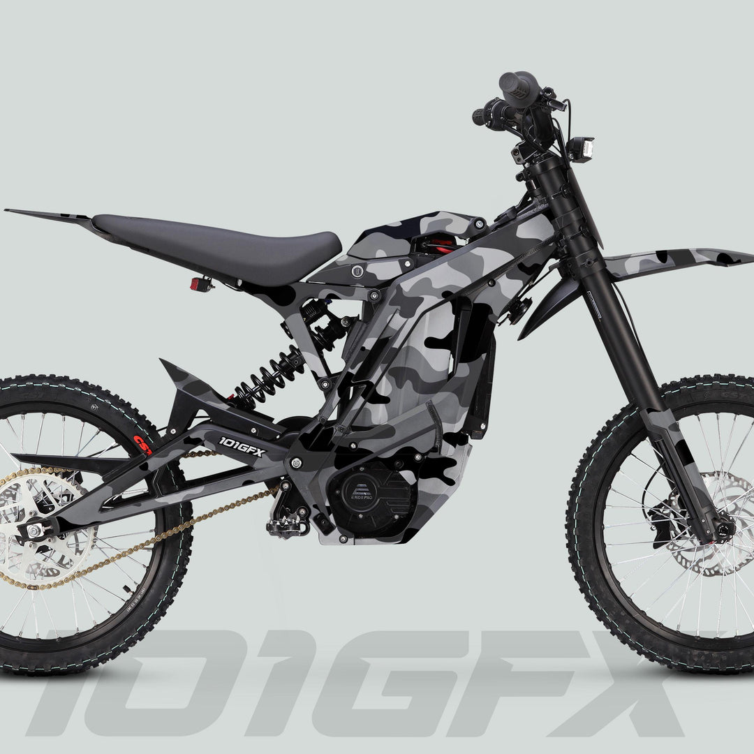 E Ride Pro SS Graphics Kit CAMOUFLAGE SNOW Decals Stickers Laminated ERide Pro S ss eBike Emoto e-ride