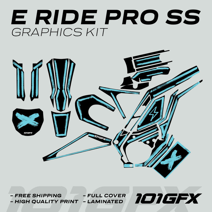 E Ride Pro SS Graphics Kit BRUSH Black Mint