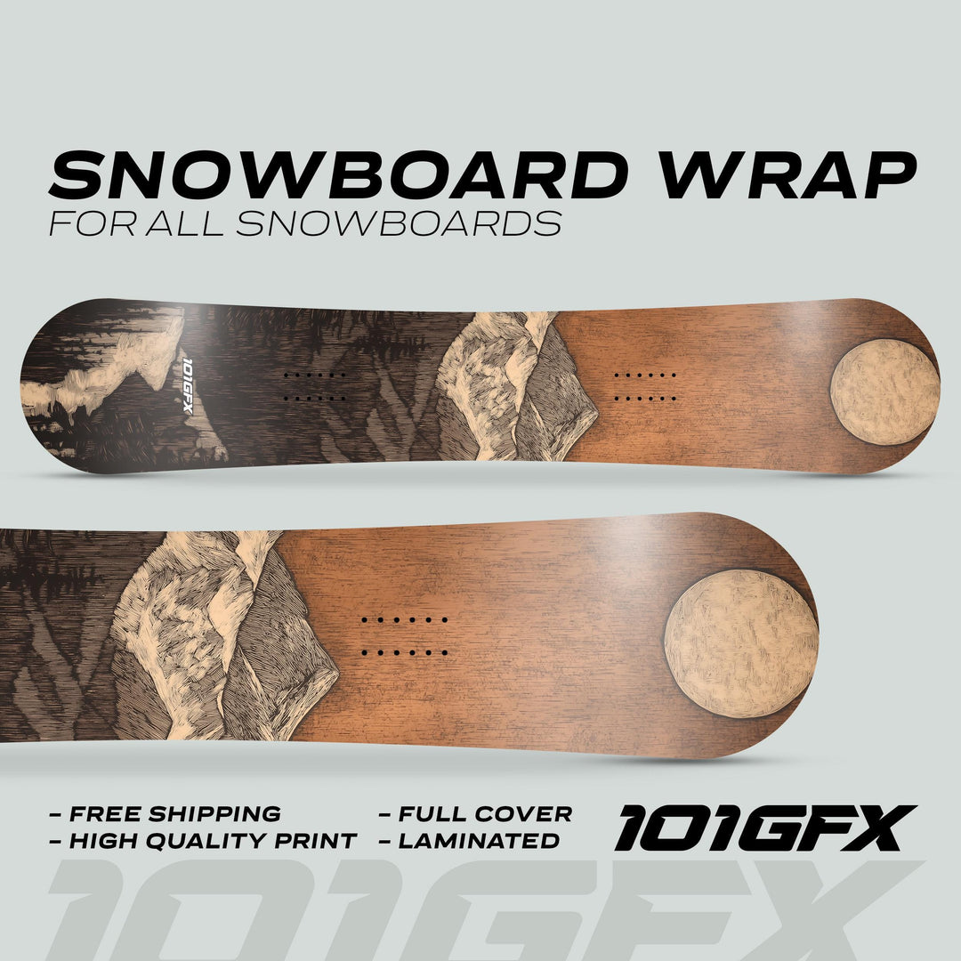 Snowboard Wrap WOODCUT MOONLIGHT Vinyl Decal – 101GFX