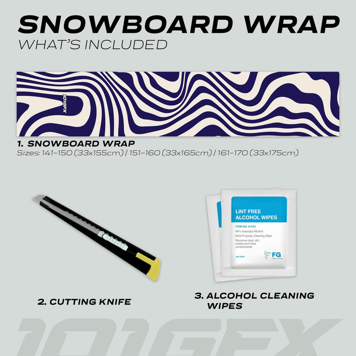 Snowboard Wrap WAVY WHITE NAVY Snowboard sticker skin decals stickers