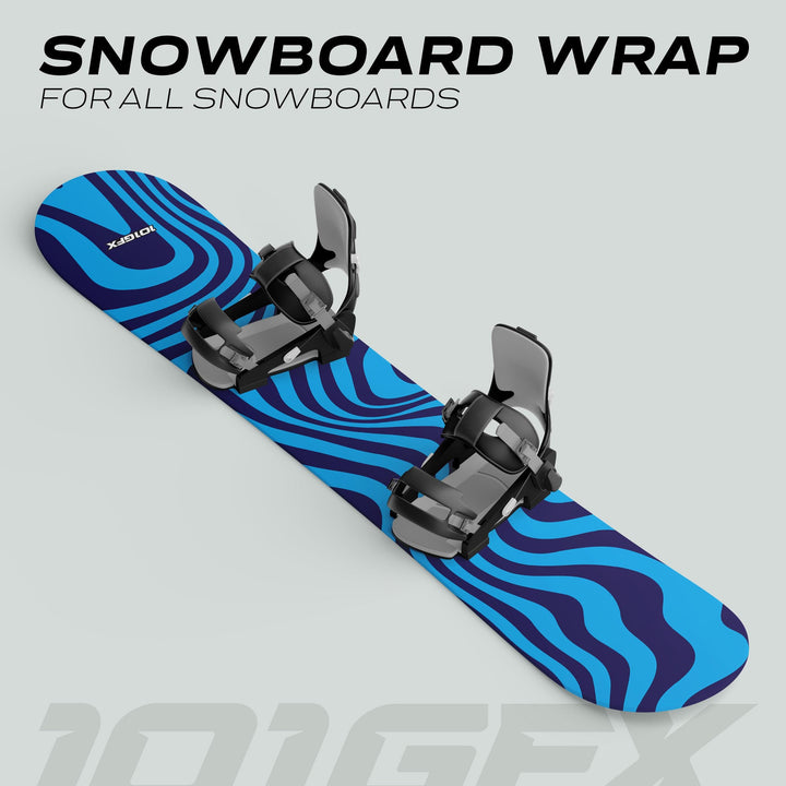 Snowboard Wrap WAVY CYAN NAVY Snowboard sticker skin decals stickers