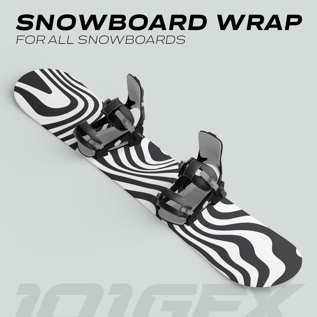Snowboard Wrap WAVY BLACK WHITE Snowboard sticker skin decals stickers