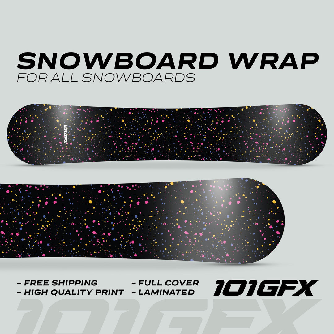 Snowboard Wrap SPLATS BLACK Snowboard sticker skin decals stickers