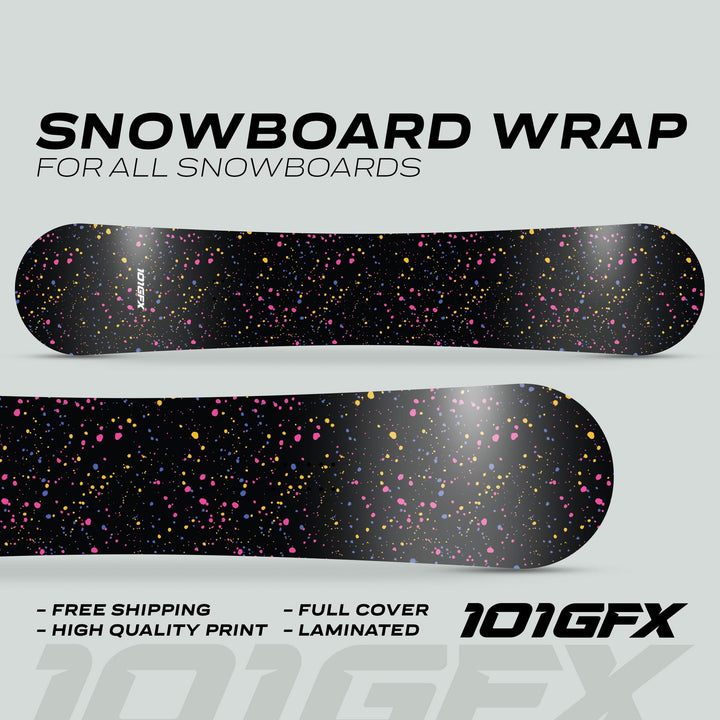 Snowboard Wrap SPLATS BLACK Snowboard sticker skin decals stickers
