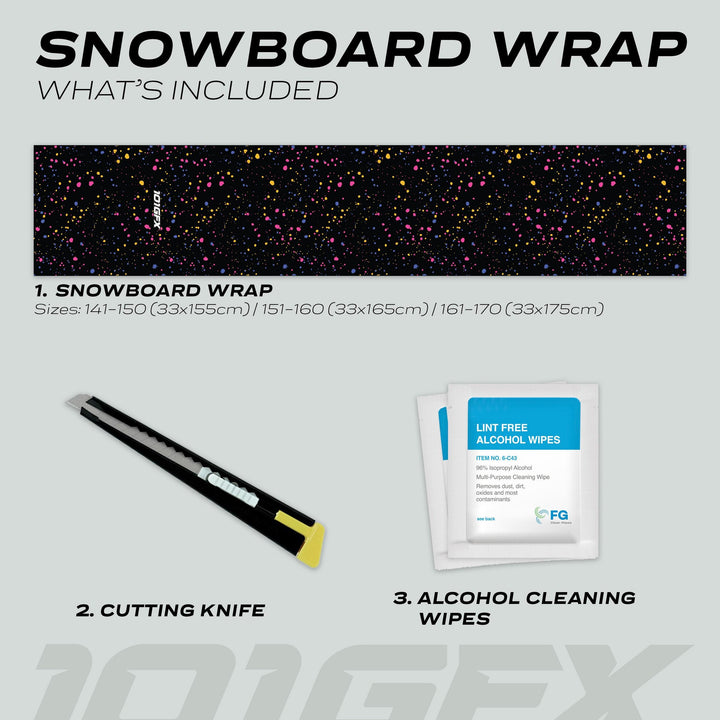 Snowboard Wrap SPLATS BLACK Snowboard sticker skin decals stickers