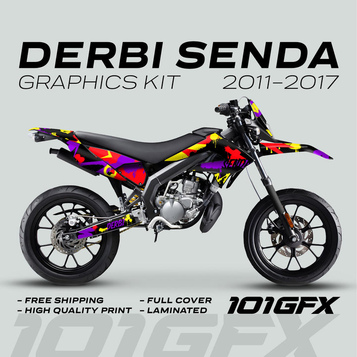 Derbi Senda Graphics Kit X-Treme 2011-2017 SPLASH PURPLE RED Decals set Stickers Laminated