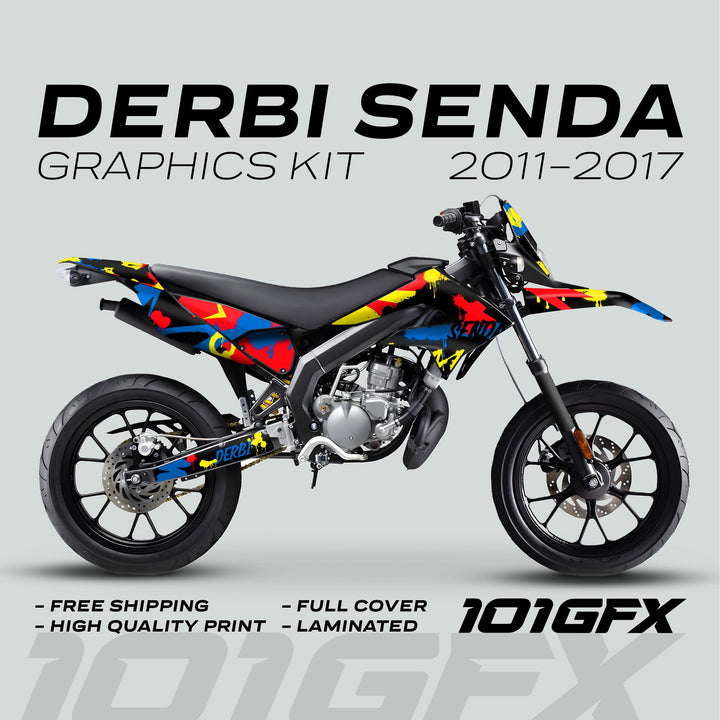 Derbi Senda Graphics Kit X-Treme 2011-2017 SPLASH BLUE RED Decals set Stickers Laminated