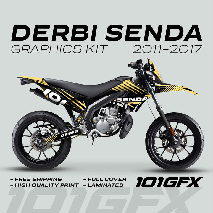 Derbi Senda Graphics Kit X-Treme 2011-2017 LINE SPACE Black Sand Decals set Stickers Laminated