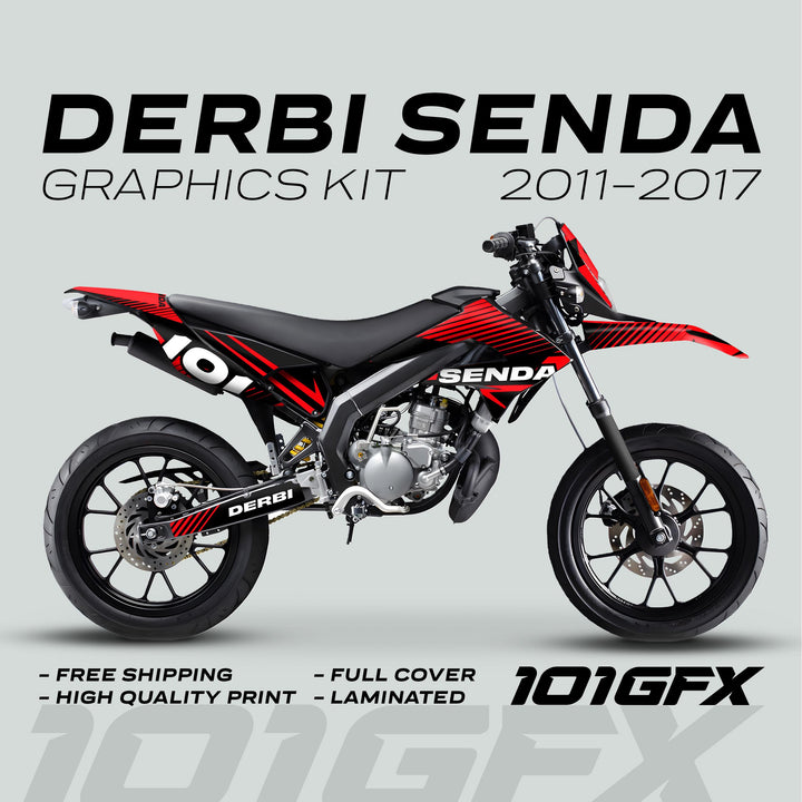 Derbi Senda Graphics Kit X-Treme 2011-2017 LINE SPACE Black Red Decals set Stickers Laminated