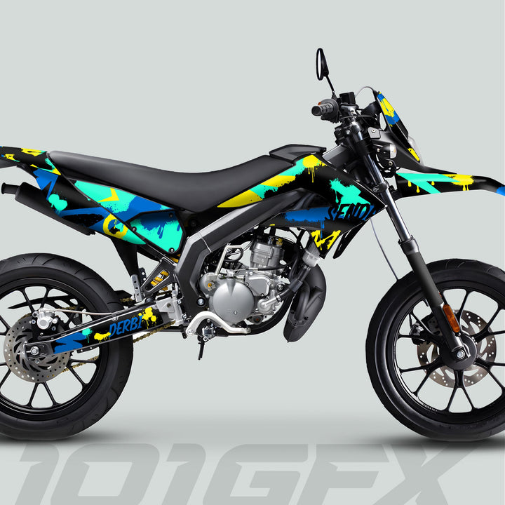 Derbi Senda Graphics Kit X-Treme 2011-2017 SPLASH BLUE MINT Decals set Stickers Laminated
