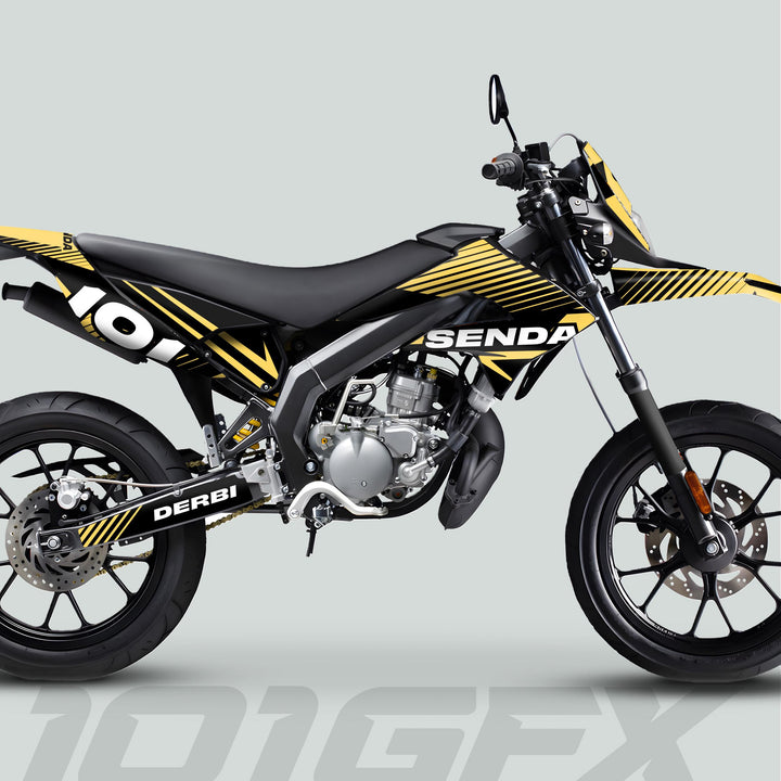 Derbi Senda Graphics Kit X-Treme 2011-2017 LINE SPACE Black Sand Decals set Stickers Laminated