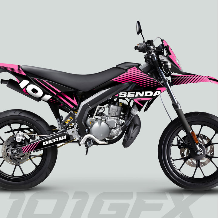 Derbi Senda Graphics Kit X-Treme 2011-2017 LINE SPACE Black Pink Decals set Stickers Laminated