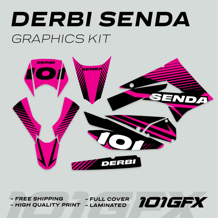Derbi Senda Graphics Kit X-Treme 2011-2017 LINE SPACE Black Magenta Decals set Stickers Laminated