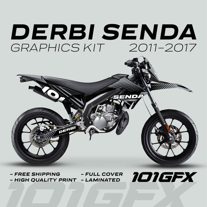 Derbi Senda Graphics Kit X-Treme 2011-2017 LINE SPACE Black Grey Decals set Stickers Laminated