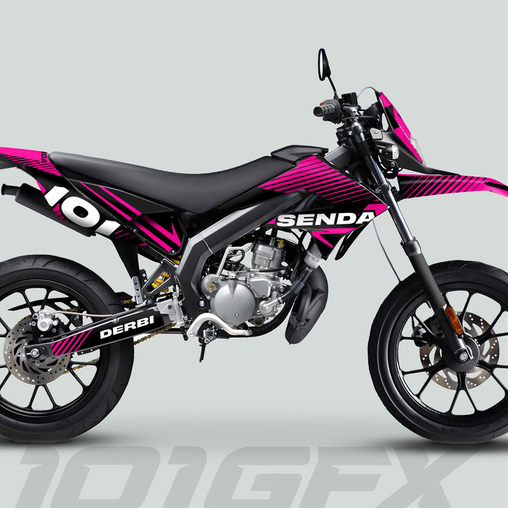 Derbi Senda Graphics Kit X-Treme 2011-2017 LINE SPACE Black Magenta Decals set Stickers Laminated