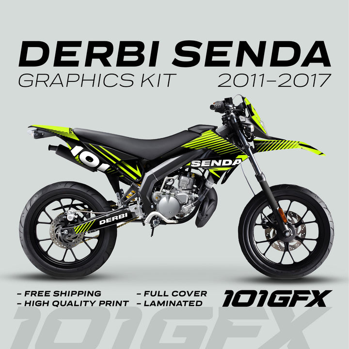 Derbi Senda Graphics Kit X-Treme 2011-2017 LINE SPACE Black Green Decals set Stickers Laminated