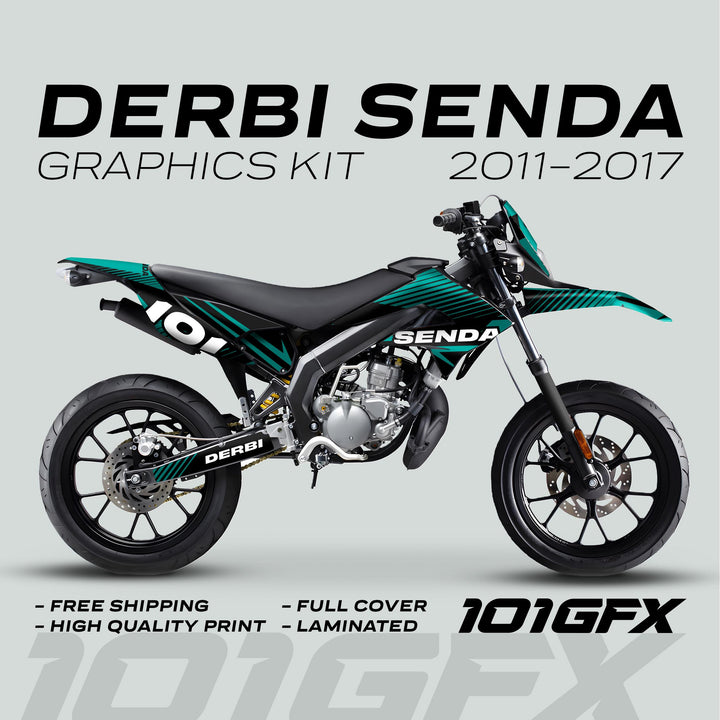 Derbi Senda Graphics Kit X-Treme 2011-2017 LINE SPACE Black Aventur Decals set Stickers Laminated