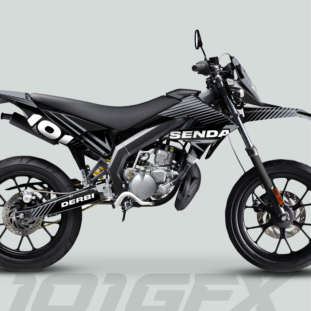 Derbi Senda Graphics Kit X-Treme 2011-2017 LINE SPACE Black Grey Decals set Stickers Laminated