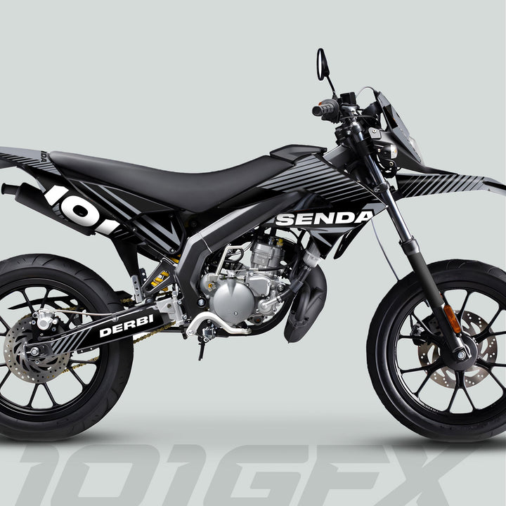 Derbi Senda Graphics Kit X-Treme 2011-2017 LINE SPACE Black Grey Decals set Stickers Laminated
