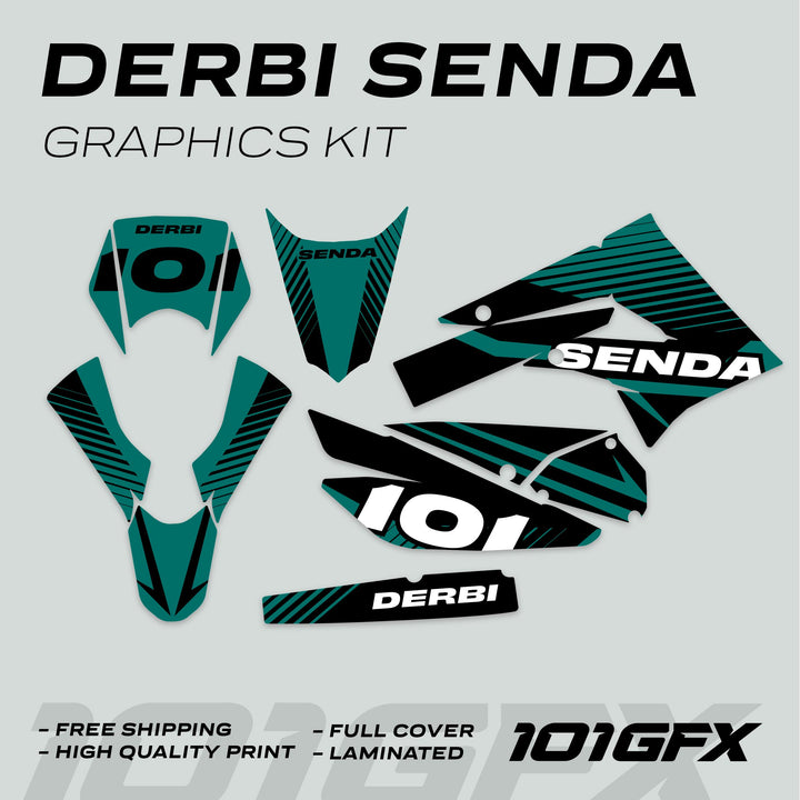 Derbi Senda Graphics Kit X-Treme 2011-2017 LINE SPACE Black Aventur Decals set Stickers Laminated