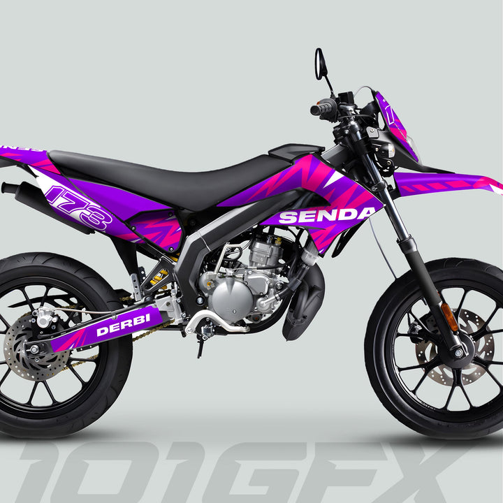 Derbi Senda Graphics Kit X-Treme 2011-2017 LIGHTNING PURPLE MAGENTA Decals set Stickers Laminated