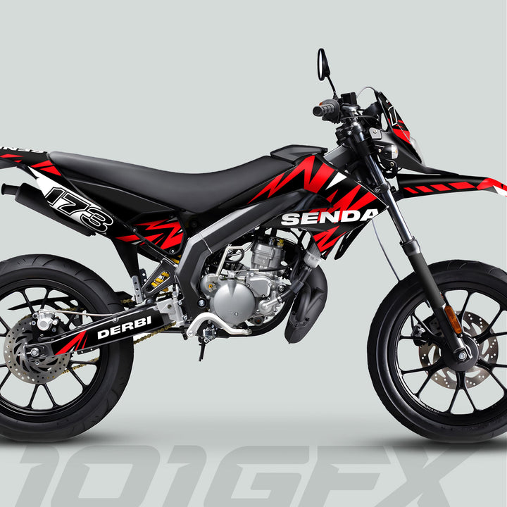 Derbi Senda Graphics Kit X-Treme 2011-2017 LIGHTNING BLACK RED Decals set Stickers Laminated