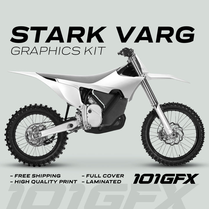 Stark Varg Graphics Kit SOLID COLOR WHITE Stickers Laminated Stark Future Varg Decals Mono Color