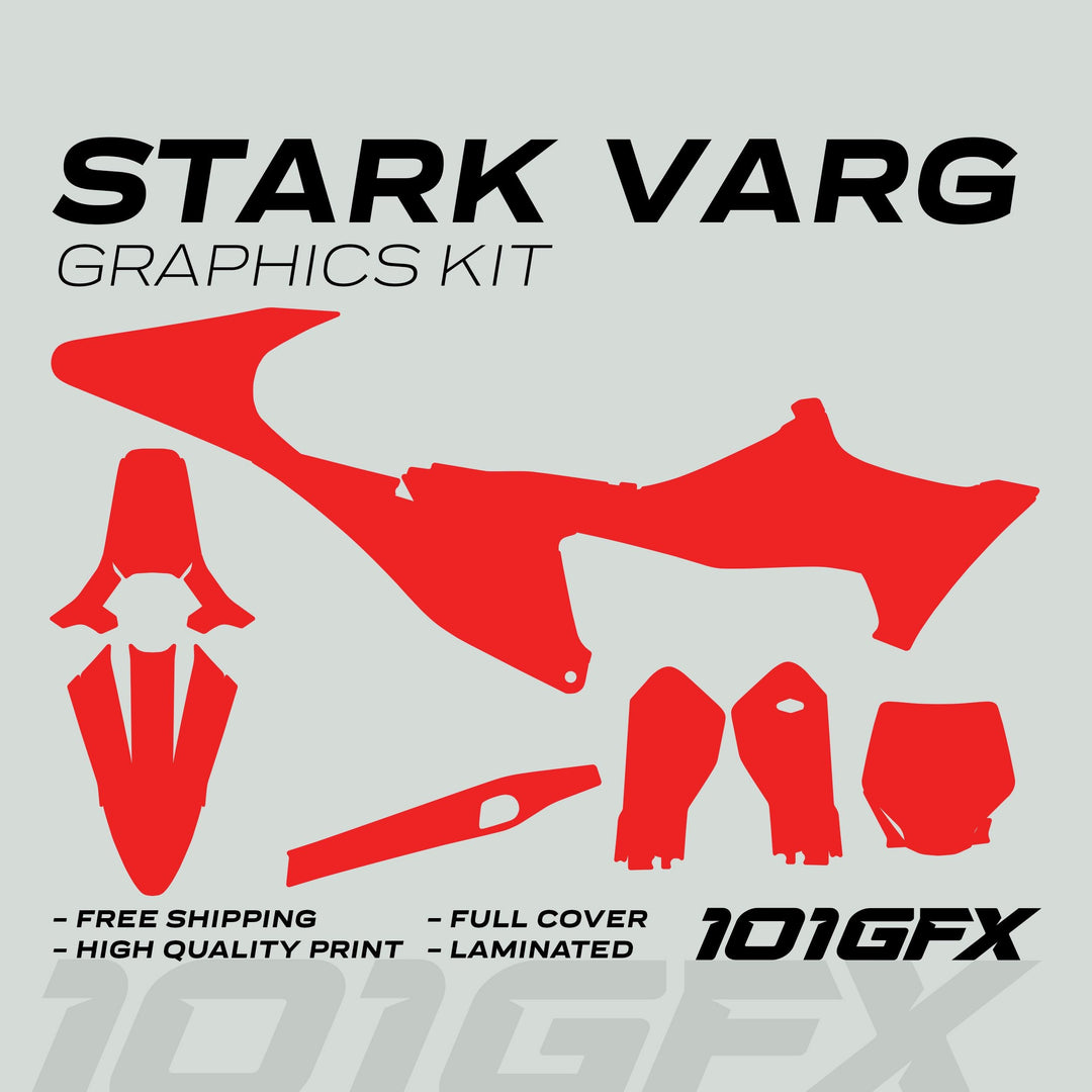 Stark Varg Graphics Kit SOLID COLOR RED Stickers Laminated Stark Future Varg Decals Mono Color