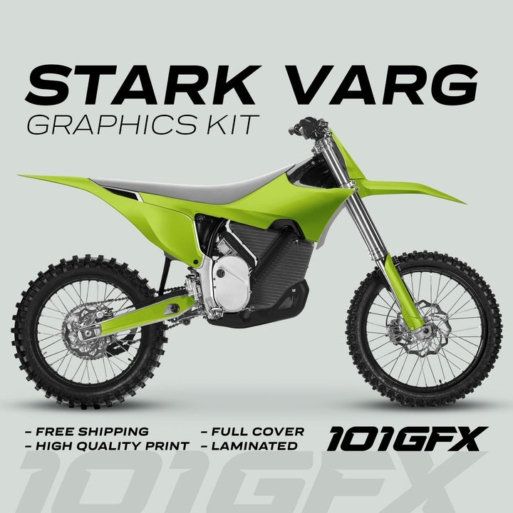 Stark Varg Graphics Kit SOLID COLOR GREEN Stickers Laminated Stark Future Varg Decals Mono Color
