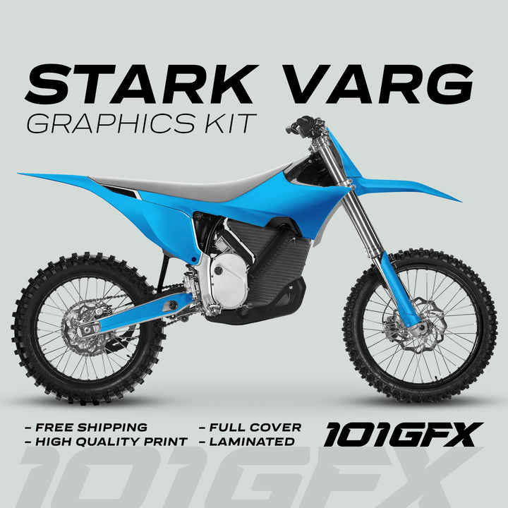 Stark Varg Graphics Kit SOLID COLOR CYAN Stickers Laminated Stark Future Varg Decals Mono Color