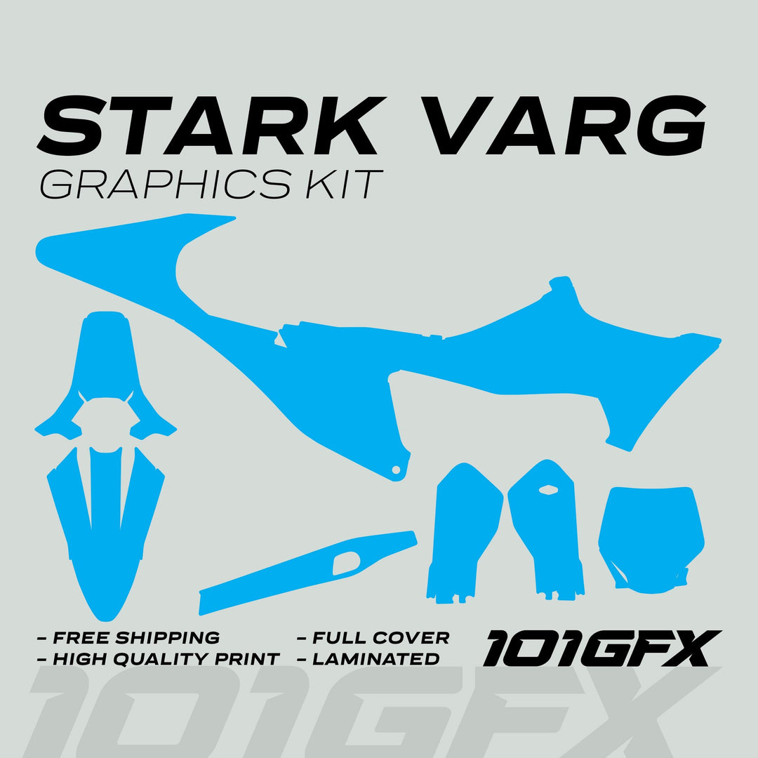 Stark Varg Graphics Kit SOLID COLOR CYAN Stickers Laminated Stark Future Varg Decals Mono Color