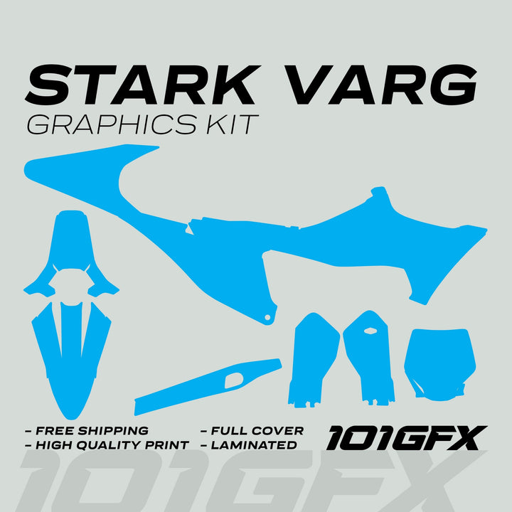 Stark Varg Graphics Kit SOLID COLOR CYAN Stickers Laminated Stark Future Varg Decals Mono Color